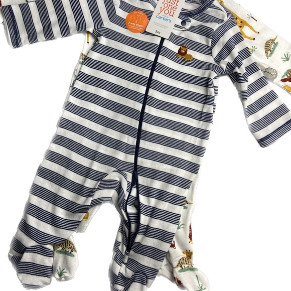 NWT 2 piece African footsie onesie pajamas with helpful 2 way zipper 100% cotton - Picture 14 of 15